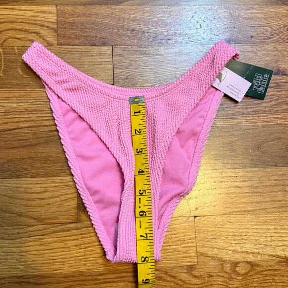Wild Fable Womens XXS 00 Pink Ribbed Low Rise Cheeky High Leg Swim Bikini Bottom - Picture 3 of 9